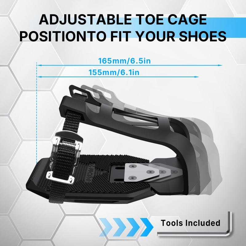 BUCKLOS Bicycle Pedal Toe Cage Spinning Bike Trainer Cycling Pedal Platform Clamp Cage Adjustable Bicycle Toe Clips Accessories