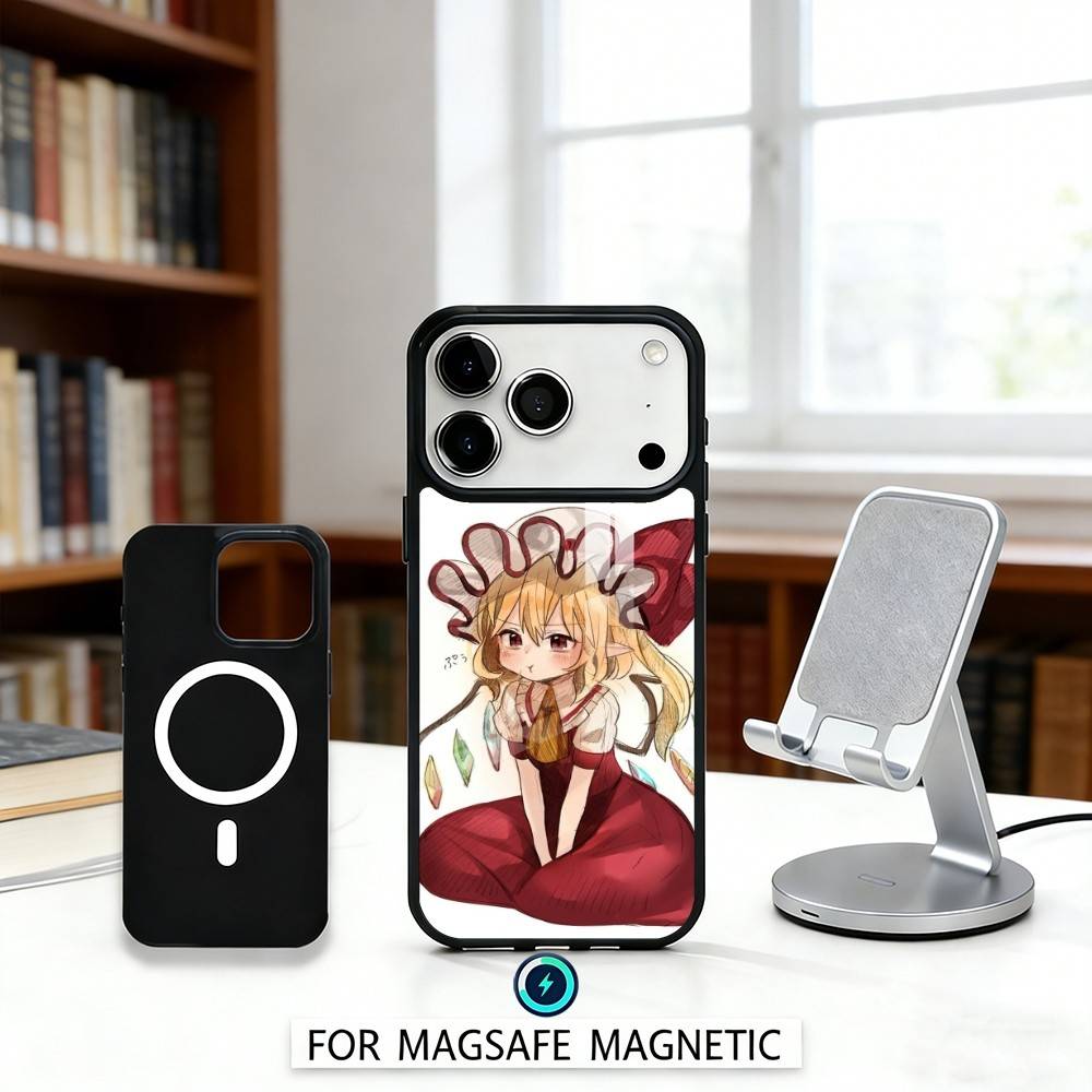 Cute TouHou Project Flandre Phone Case Magnetic For iPhone17 16 15 14 13 12 Pro Max For Magsafe Wireless Charging Cover