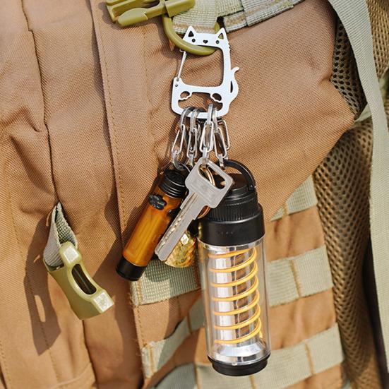 Брелок Lucky Cat из нержавеющей стали со съемными S-образными крючками, прочный портативный держатель для ключей для кемпинга на открытом воздухе, металлическая подвесная пряжка-карабин