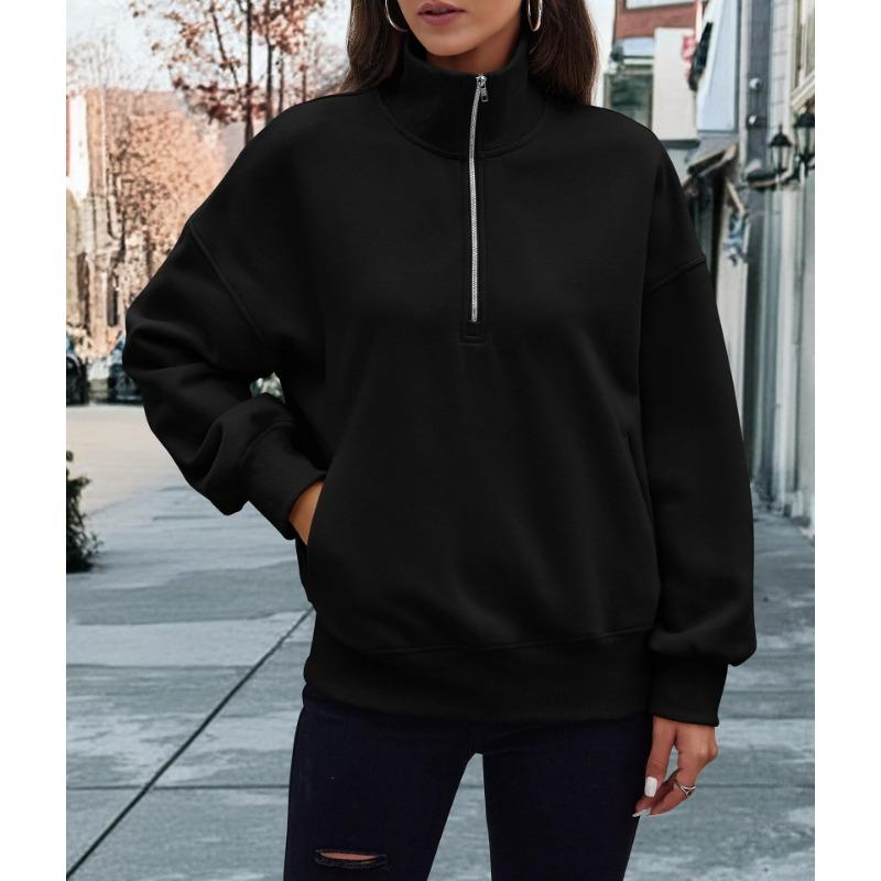 Осенне-зимний женский свитер с двумя карманами на молнии до середины бедра