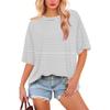 Women's Fashion Casual Gradient Color Loose Round Neck Short Sleeve Trendy Holiday T-shirt Top