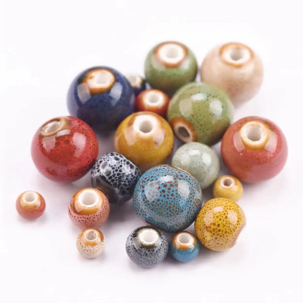 Круглые Случайные Смешанные 6мм 8мм 10мм 12мм 14мм Керамические Фарфоровые Свободные Бусины Лот для Материалов для Изготовления Ювелирных Изделий DIY Поделки Фурнитура Креативные Бусины