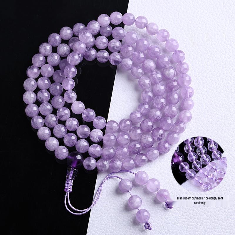 Браслет из фиолетового лавандового кристалла - Буддийская нить на руку с бусинами для успокоения страданий | Унисекс, этнический дизайн