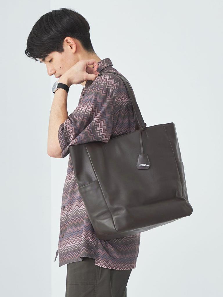 United Arrows Green Label Relaxing SC GLR Functional Leather Tote Bag, Vertical, V2, 32326991306, 2900 DK.BROWN (29), Free Shipping