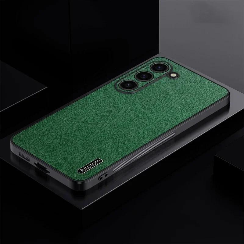 Кожаный чехол с текстурой дерева для Samsung Galaxy S24 Ultra S23 S22 S21 Plus Note 20 M55 5G, противоударный силиконовый чехол с защитой задней панели