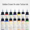 Oulan Tattoo Equipment: Golden Crown 14-Color Tattoo Ink Set (30ml) for Practice