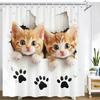 Creative and Interesting Cat Shower Curtain Printed Fabric Cartoon Lovely Cat Bathroom Curtain Bathtub Home Decoration Curtain
