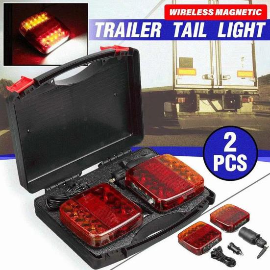 Car LED Tail Lights Wireless Magnetic Trailer Taillight Kit with Lasting Battery Fast Charging Weatherproof Vehicle Lights for Trucks Boats RVs