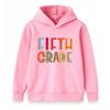 Kids Boys Girls Hoodie Pullover Sweatshirt, Funny Colorful Fifth Grade Letter Print Casual Long Sleeve Hooded Top for Back to School Daily Wear