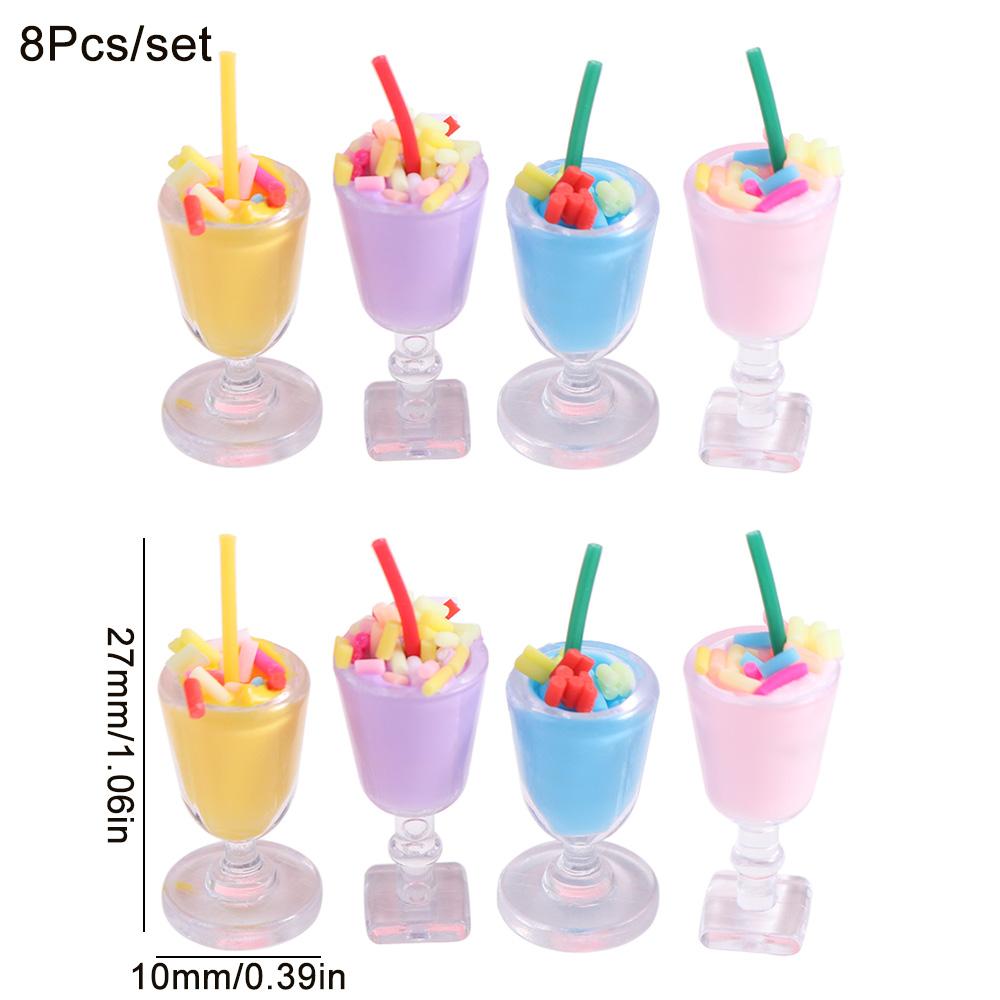 8Pcs/set Mini Ice Cream Figurines Cute Ice Cream Miniature Food Toys Model Photo Props