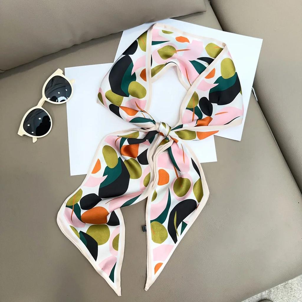 Luxury Design Zebra In Flowers Women Scarf Luxury Silk Scarf Fashion Hair Headband Foulard Skinny Bag Scarves Neckerchief Lady