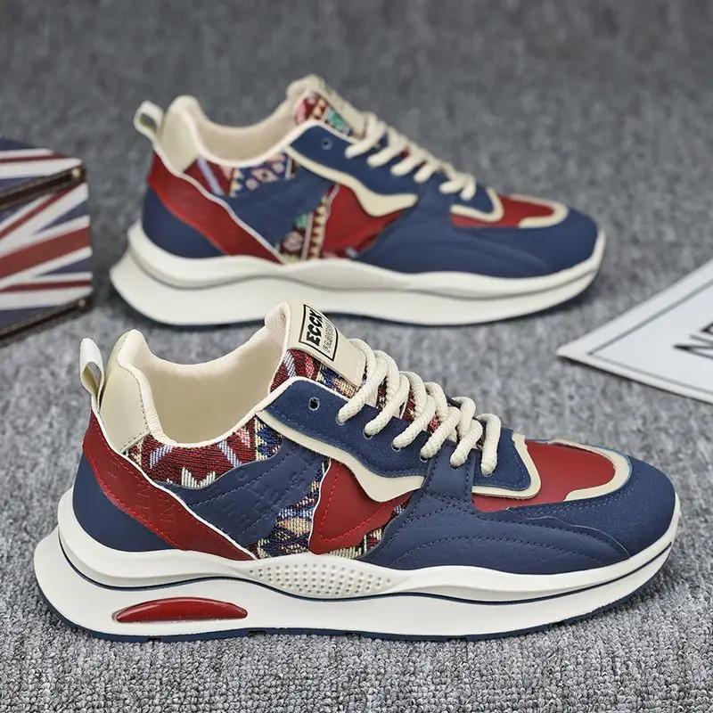 Мужская повседневная спортивная обувь Модная обувь для бега на шнуровке с мягкой подошвой Мужская дизайнерская удобная обувь на платформе Новинка