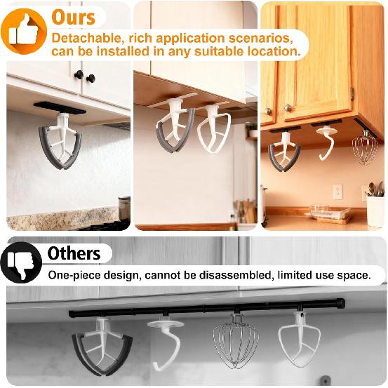 4 Pcs Stand Mixer Attachment Holders Compatible with Kitchen Aid Mixer Accessories, Mixer Beater Scraper Hanging Holders Storage Organizer, Securely