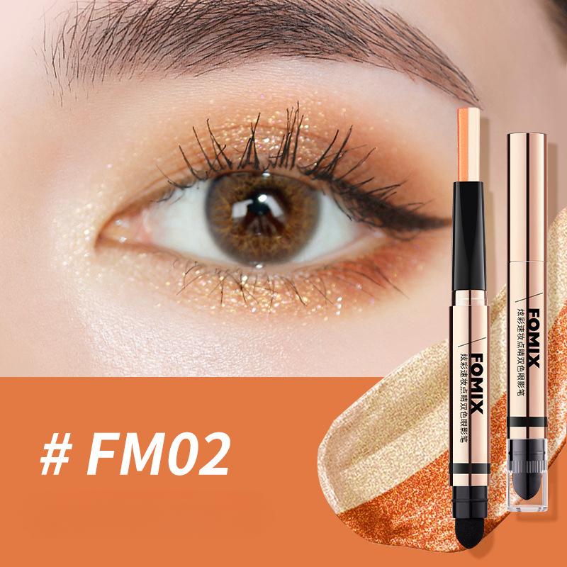 Colorful Instant Makeup Double-color Eyeshadow Pen Pearlescent Fine Glitter Contouring and Brightening Double-ended Earth-color Eyeshadow Stick
