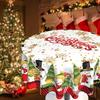 WTEMPO Рождественская круглая скатерть с принтом Рождественская скатерть для вечеринки в помещении и на открытом воздухе Кухонные аксессуары Рождественский подарок, Праздничные украшения для дома
