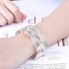 Fashion 925 Silver Jewelry Big Weaved Web Bracelet &Bangle For Women Simple Open Cuff Bracelets Women Jewelry Party Gifts