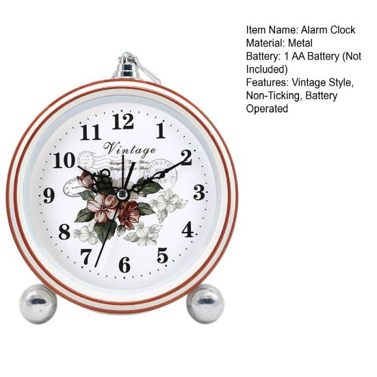 Винтажный металлический аналоговый будильник с большим дисплеем, бесшумный, работающий от батарейки, ретро-настольные кварцевые часы для спальни, подарок на день рождения для детей и студентов