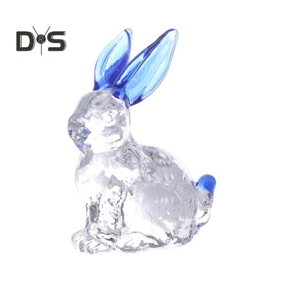 Искусственная хрустальная фигурка кролика, прозрачная коллекционная статуэтка кролика, стеклянное художественное украшение в виде животного, скульптура кролика для домашнего офиса, стола, автомобиля