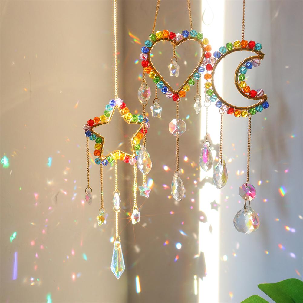 Colorful Beads Crystal Light Catching Jewelry Car Accessories Crystal Frame Pendant Window Accessories Outdoor Garden Decoration