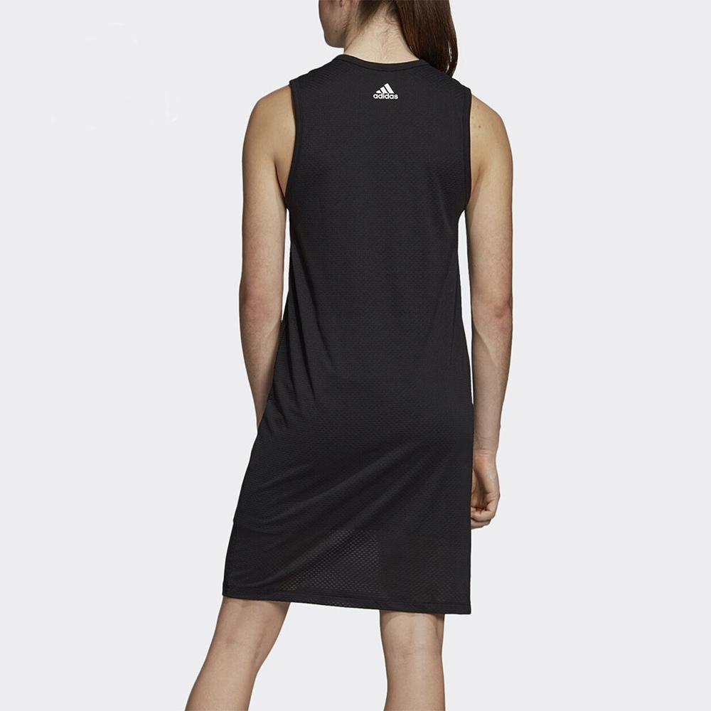Adidas Узор логотипа спортивное повседневное дышащее платье без рукавов женские платья черного цвета DT7160