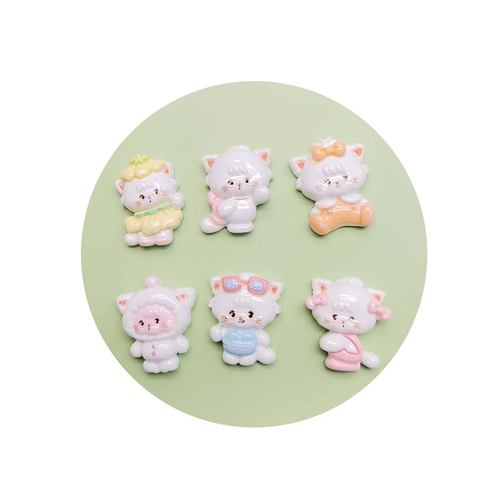 100pcs Kawaii Cartoon Animal Cat Resin Flatback Cabochon DIY Scrapbooking Crafts Making Headgear Accessories