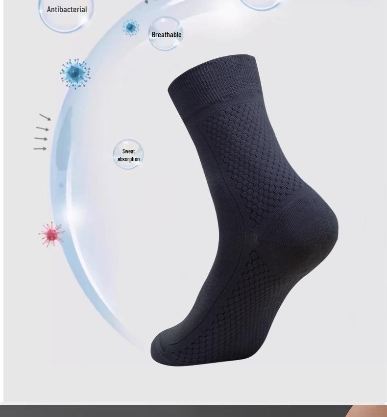 Мужские антибактериальные бизнес-носки до середины икры Ginger Graphene 7-го поколения, дышащие, влагоотводящие хлопковые для осени/зимы