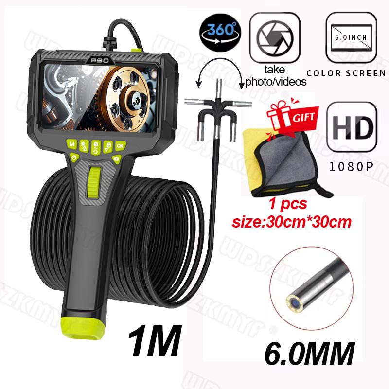 3.9mm/6.0mm Lens Portable Borescope 360° Rotatable IP67 Waterproof 5" Screen 1080P HD Endoscope Camera for Car Repair With Gift