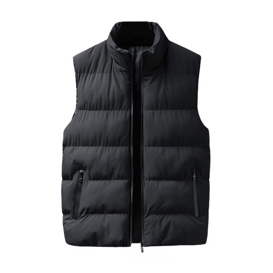 Men Waistcoat Stand Collar Sleeveless Zippered Pockets Solid Color Vest Coat Thickened Warm Windproof Vest Outwear