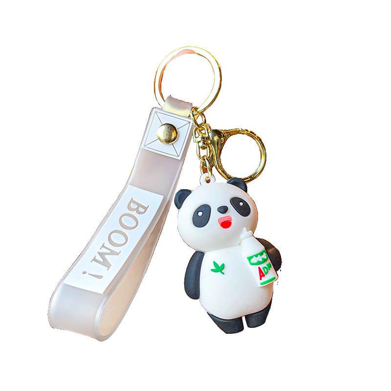 Adorable Panda Keychain Plush Doll Cute Silicone Car Key Ring Bag Charm