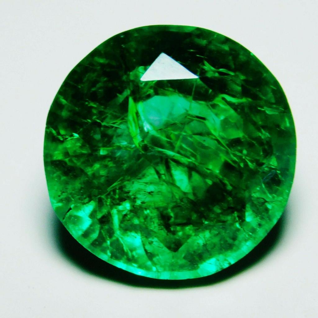 7.2 Ct Natural Emerald Untreated Green Colombian Round Cut   Gemstone