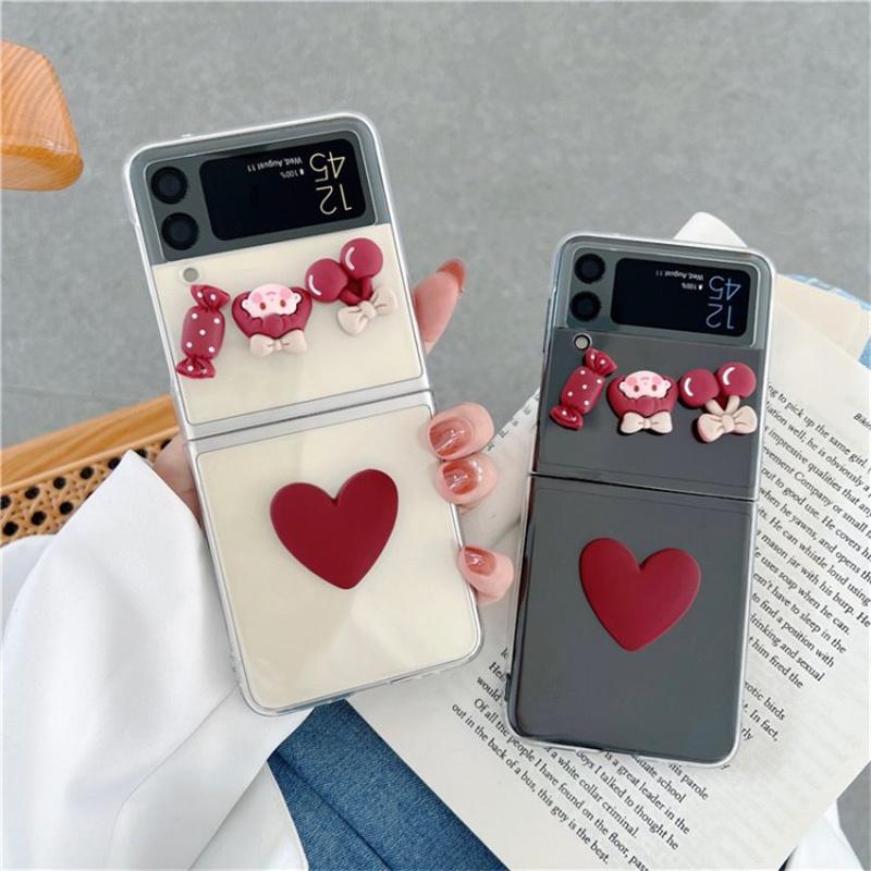 Diy Cute Candy Girl Case For Samsung Galaxy Zflip3 5g Korea Fashion Folding Protective Shell Transparent Cover Zflip Zflip 4