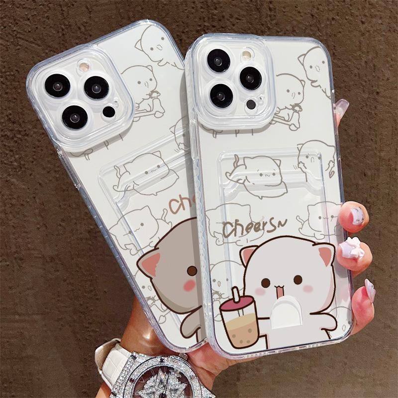 Силиконовый чехол-карман для карт для Xiaomi Redmi Note 14 13 Samsung A54 A24 A34 Oppo A38 A58 A78 IPhone 14 15 16 Прозрачный бампер для телефона