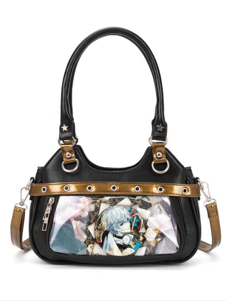 Japanese PU Leather Y2K Spicy Girl Ita Bag - Large Capacity Transparent Badge Crossbody for Students