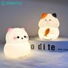 Silicone Cat Night Light USB Rechargeable Nursery Sleeping Lamp Kawaii Cordless Night Lights For Kids Room Decor