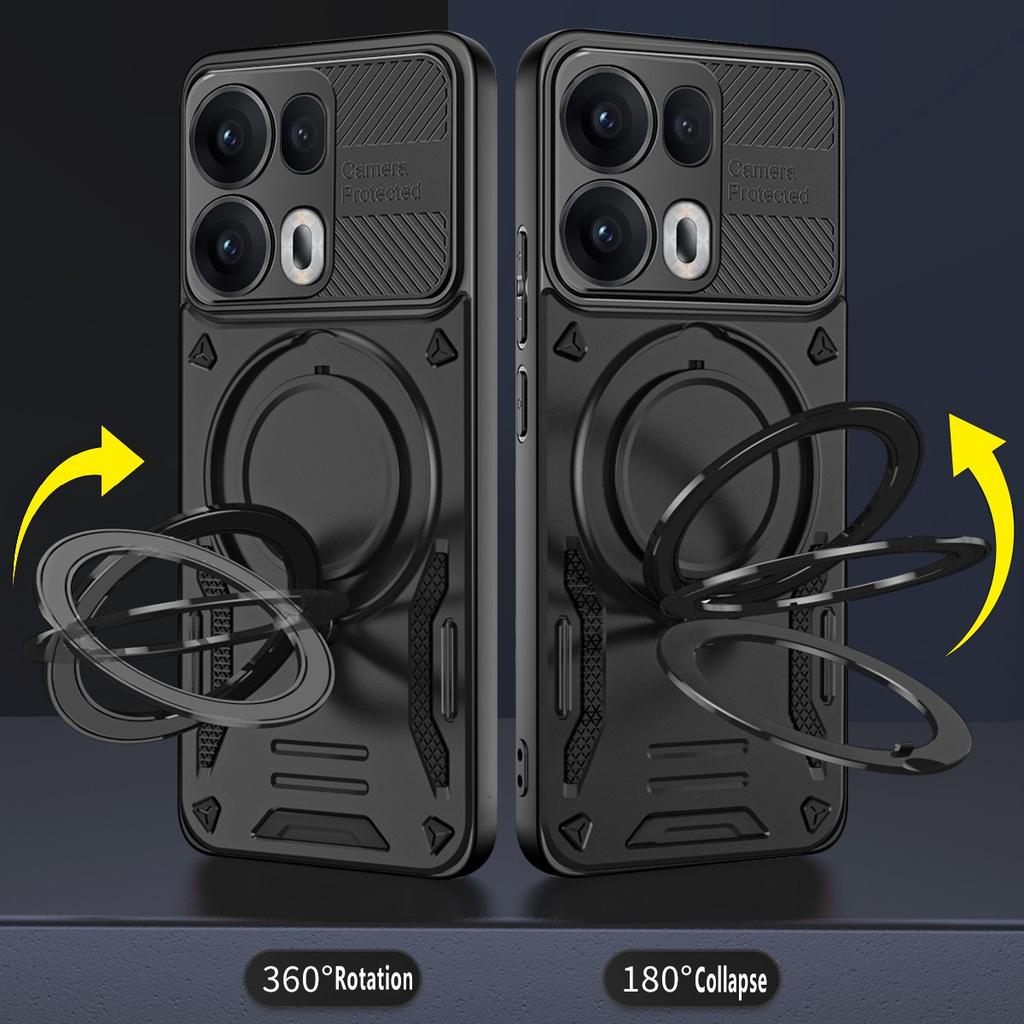 For Oppo Reno13 Pro 5G Magnetic Case Shockproof TPU + PC Phone Back Cover with Kickstand