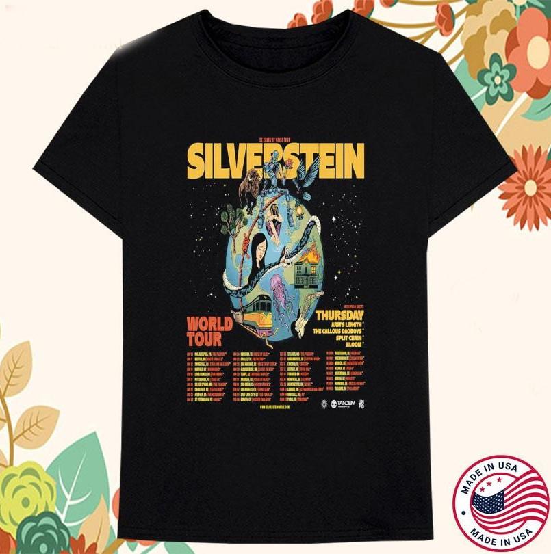 Silverstein 25 Year Of Noise World Tour 2025 T-shirt size S-5XL Unisex T-Shirt