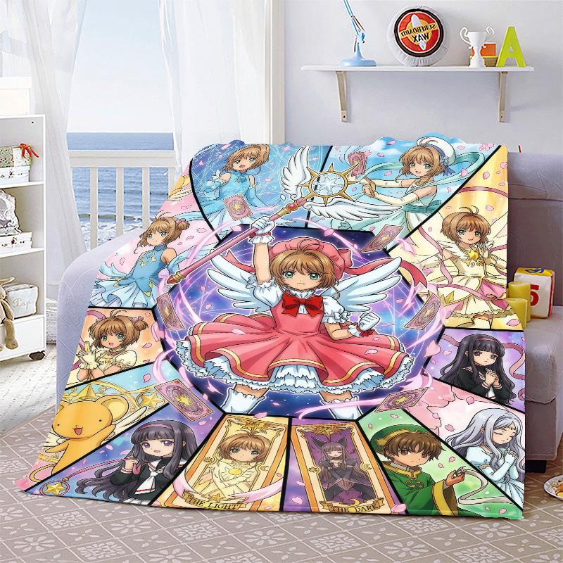 Плед для поклонников аниме Cardcaptor Sakura, фланелевый, мягкий, теплый, легкий, для кровати, дивана, домашнего декора -QJY