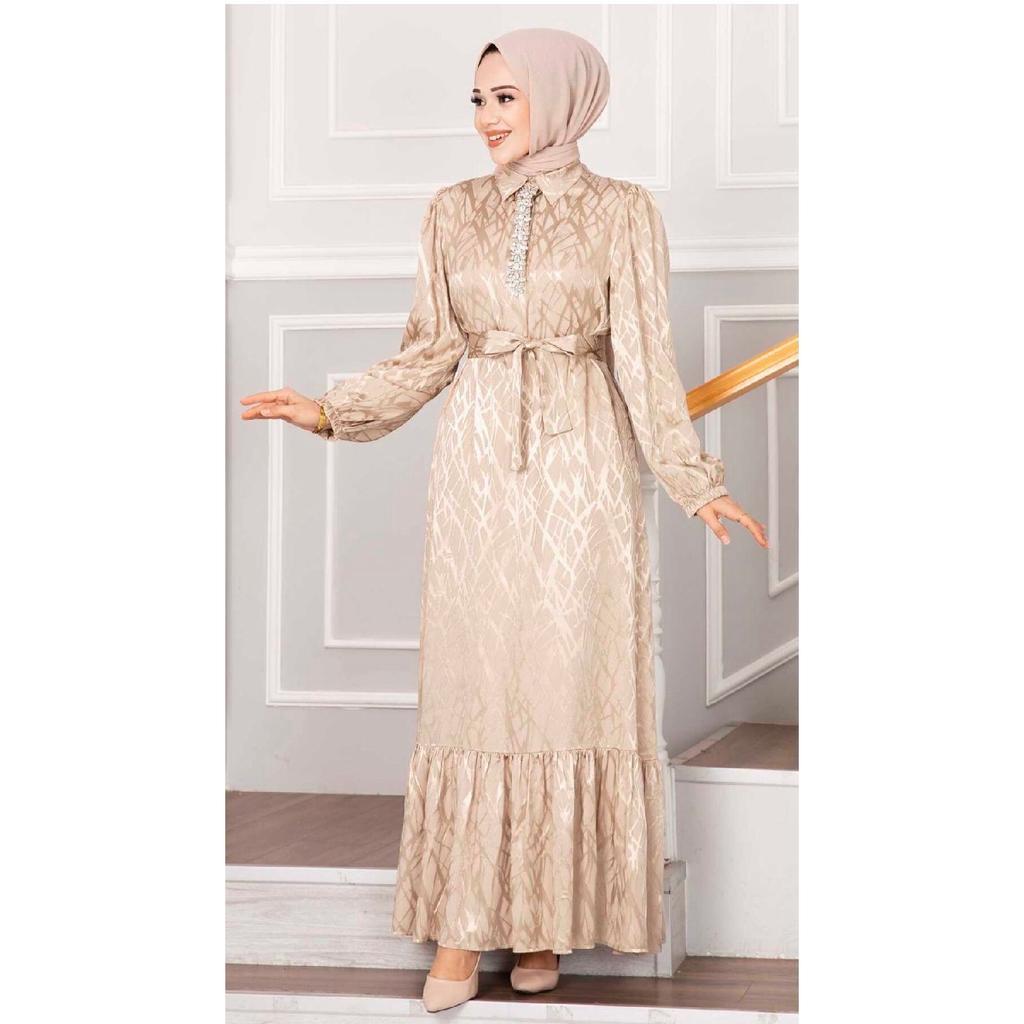 Stoney Jacquard Hijab Evening Dress