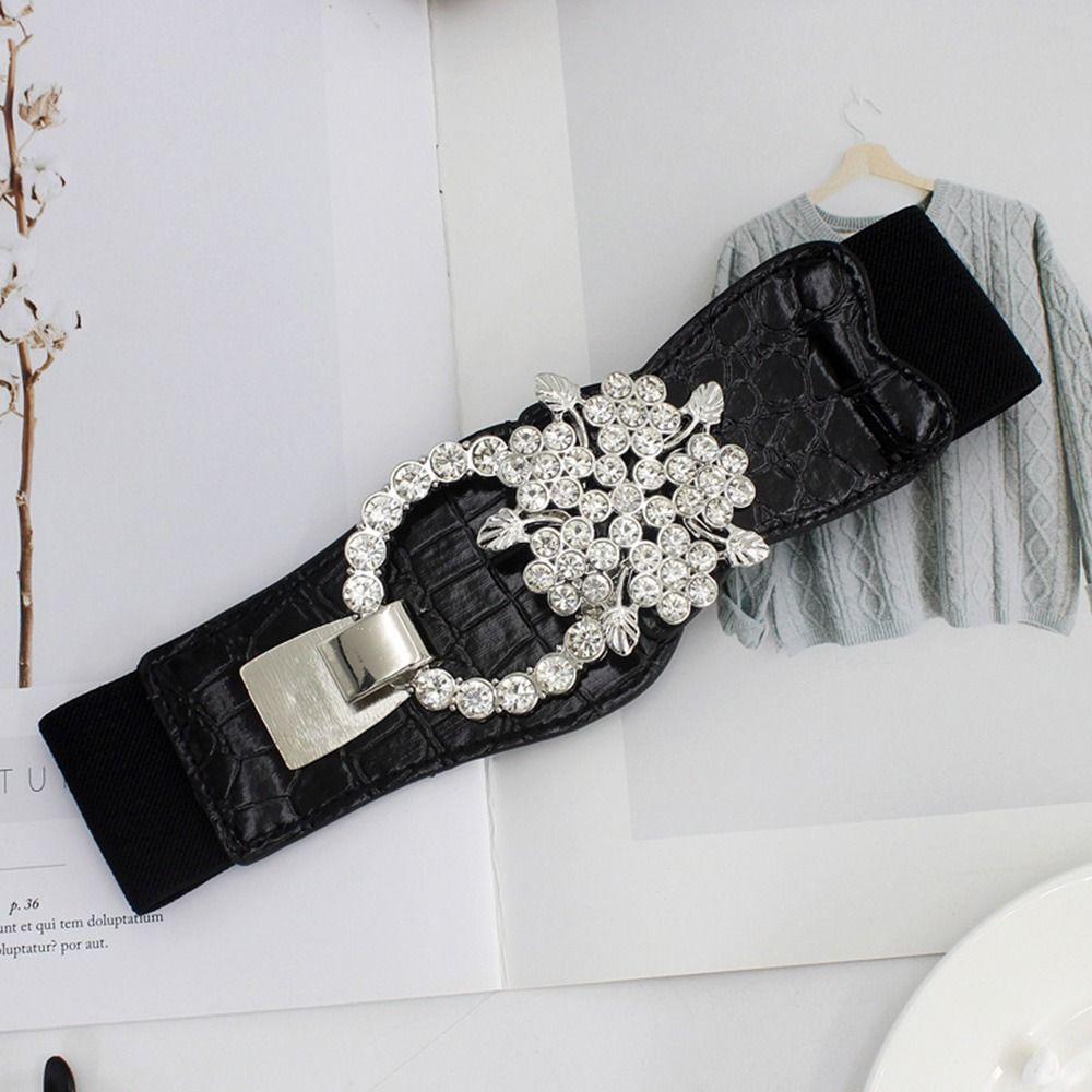 Эластичный пояс-корсет с эластичной вставкой для талии, женский пояс для платья, кушак, поясная лента с хрустальной пряжкой, широкие резинки для юбки
