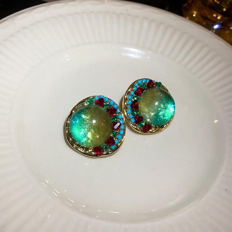 Silver Needle with Diamonds Flower Stripes Pearl Stud Earrings Medieval Vintage Retro Earrings Light Luxury Niche Earrings