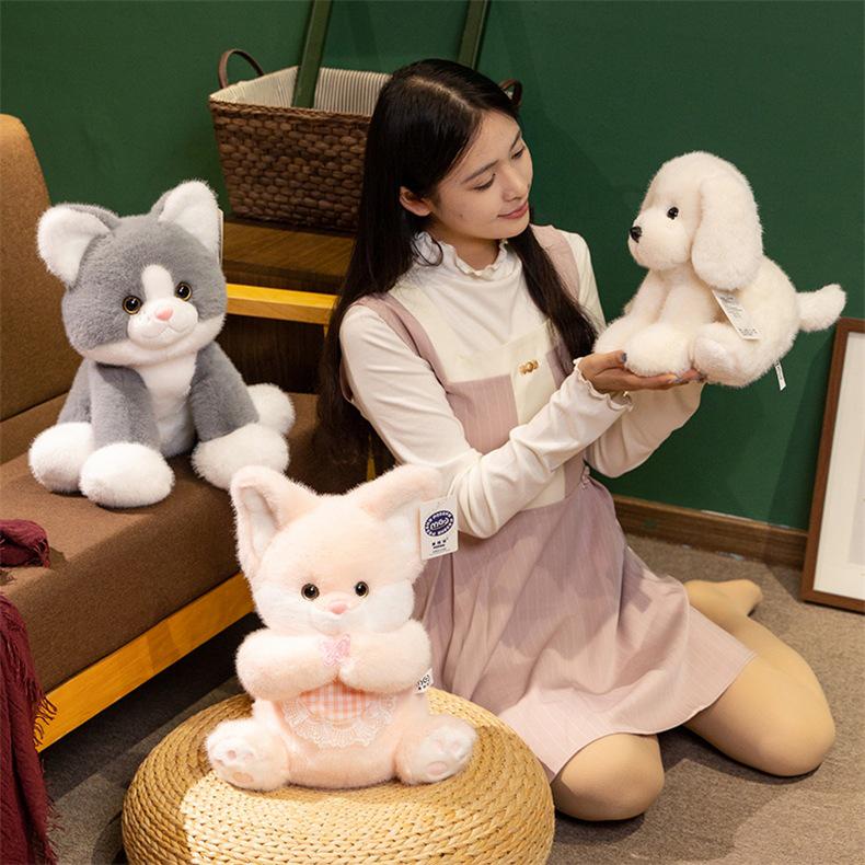 Милая плюшевая кукла в виде животного: Лиса, Кот, Обезьяна, Кролик, Собака - Сидячая поза, Комфортная игрушка, Подарок