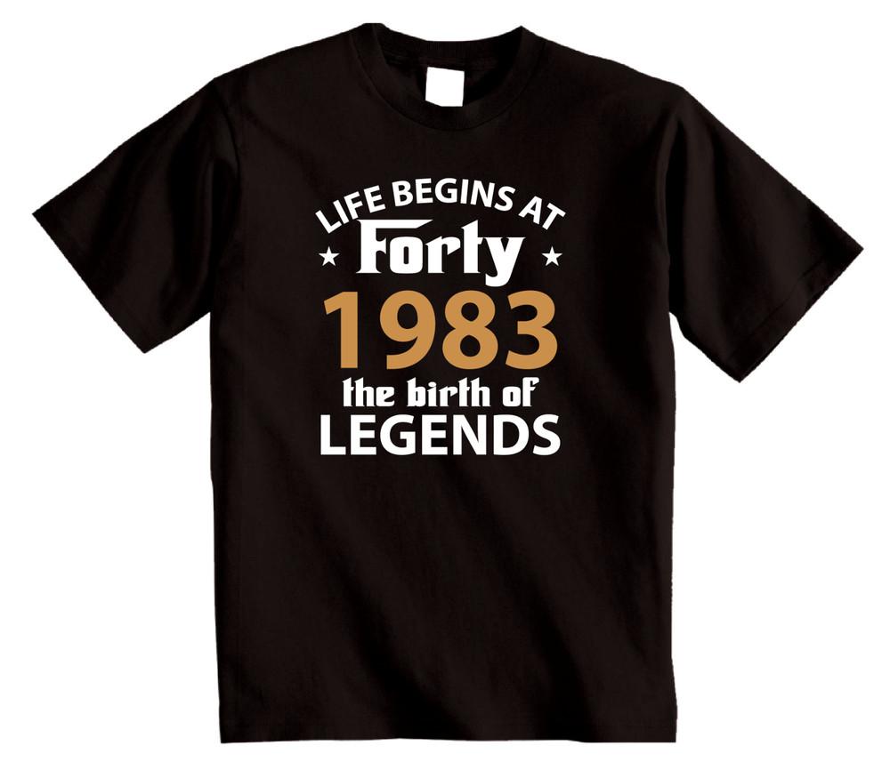42nd Birthday Gift T-Shirt Life begins at FORTY 1983 Birth of Legends unisex tee