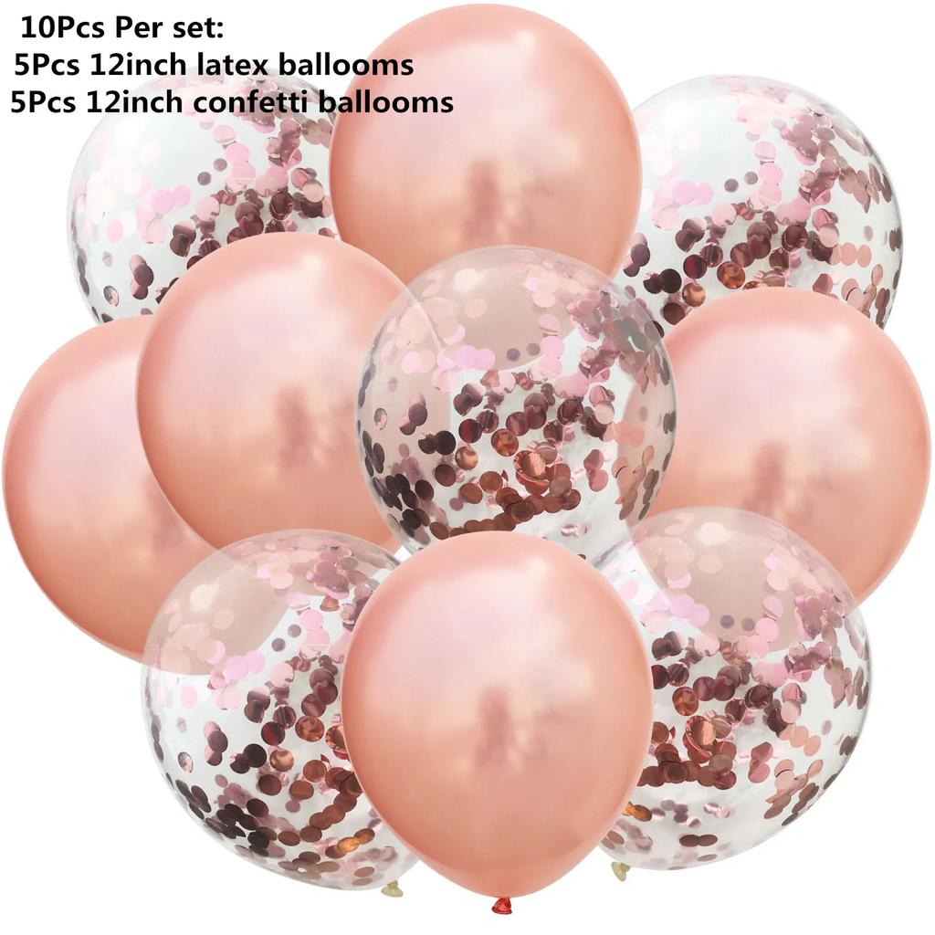 10/14 шт. Микс из розовых розовых шаров, сердечек, звезд, розового золота, конфетти, шары для украшения дня рождения, детей, взрослых, воздушные шары, свадебные шары