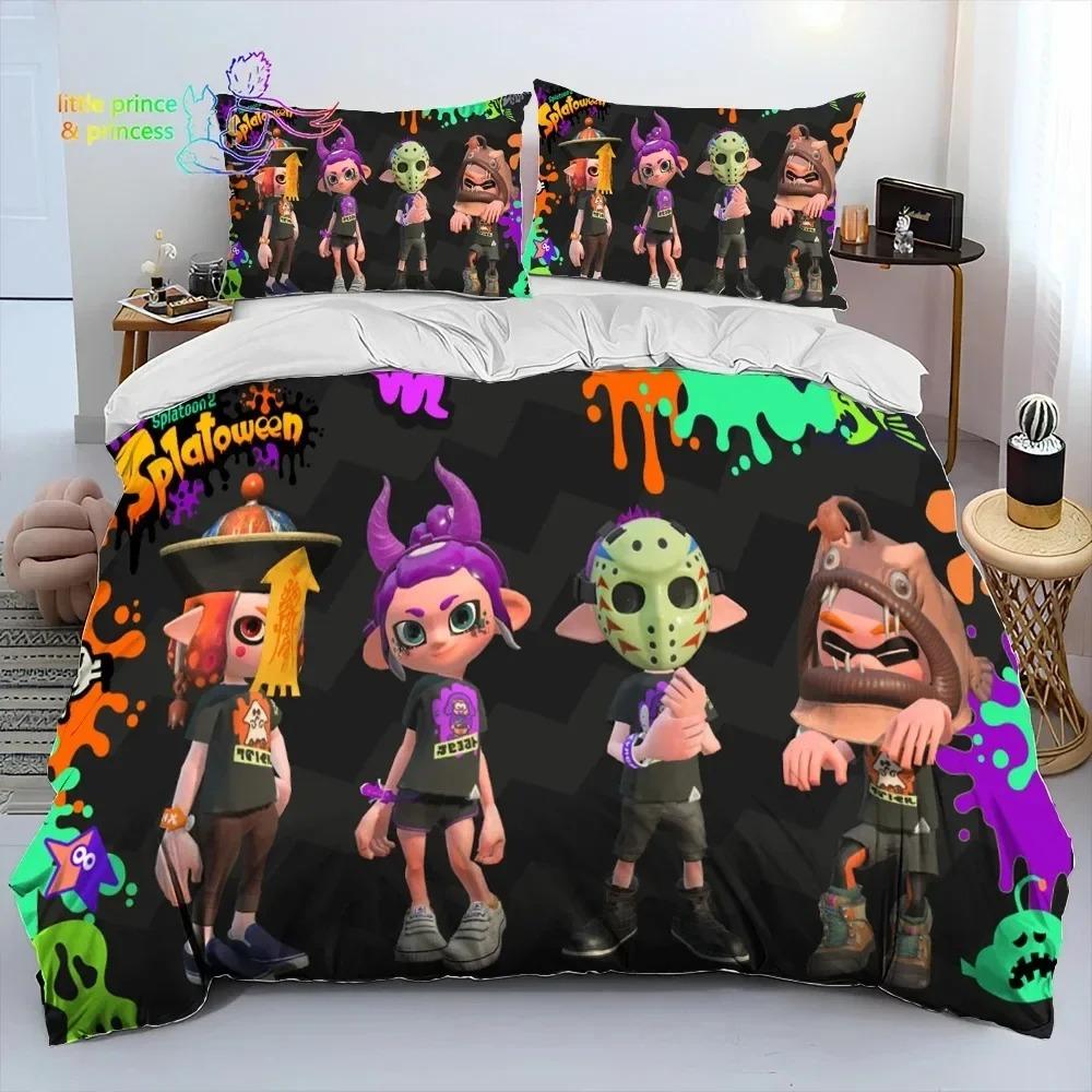 S-Splatoon Игра Геймер Мультяшный Постельный Комплект Односпальный Полуторный Двуспальный Кингсайз Комплект для Кровати Взрослый Ребенок Спальня Постельные Принадлежности Подарок