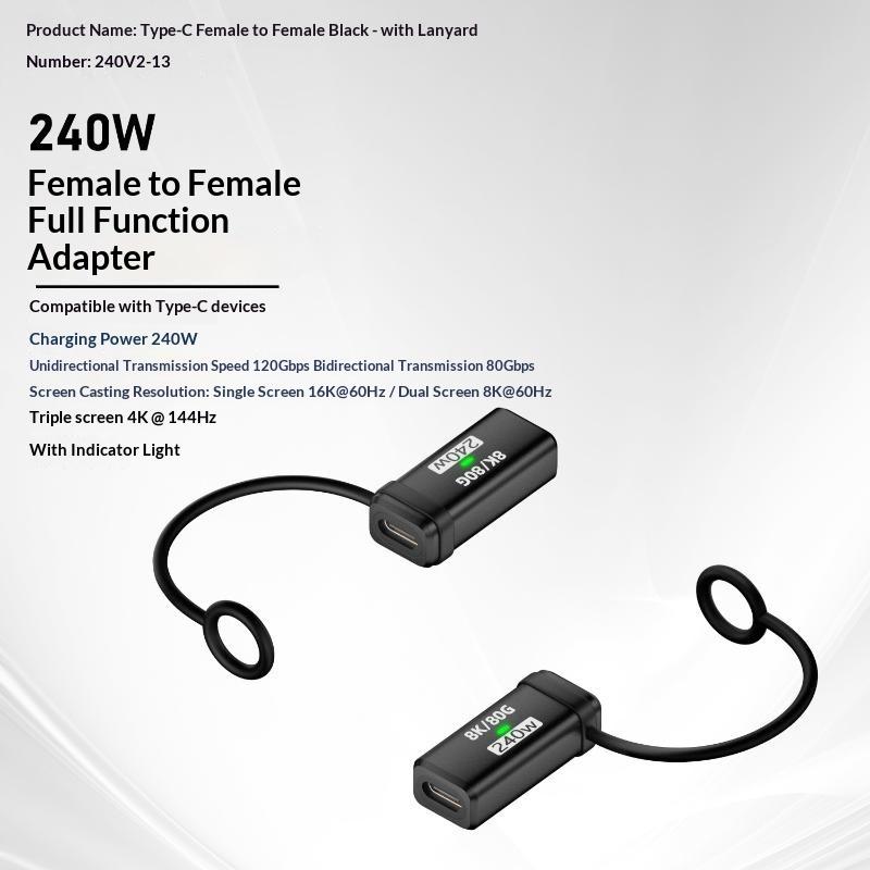 USB4 240 Вт PD 5 А Прямой угол USB C на Type C Конвертер Быстрая зарядка Синхронизация данных Адаптер для автомобиля Кемпинга Поездки Зарядка