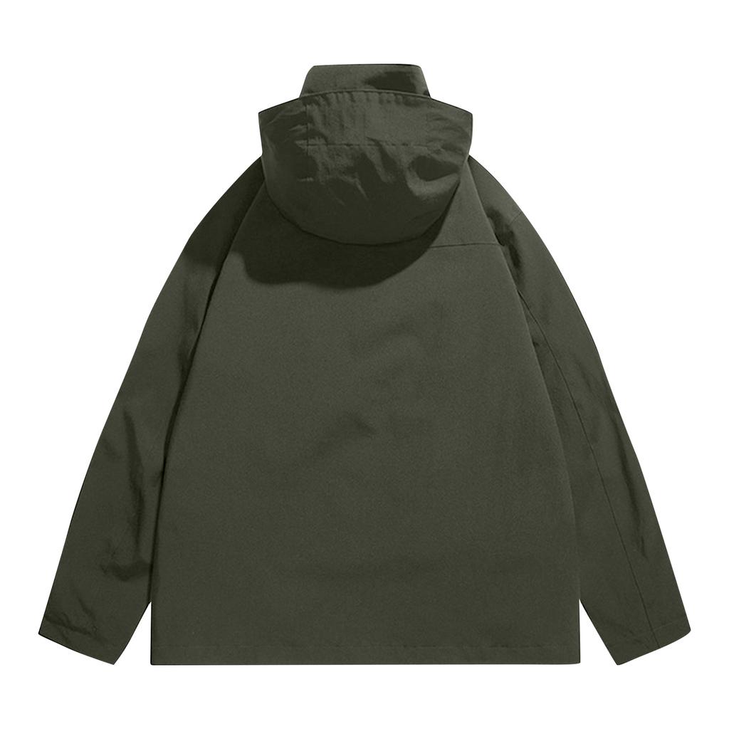 Мужская однотонная куртка Куртка в стиле легкой рабочей одежды Мужская модная спортивно-повседневная куртка с капюшоном