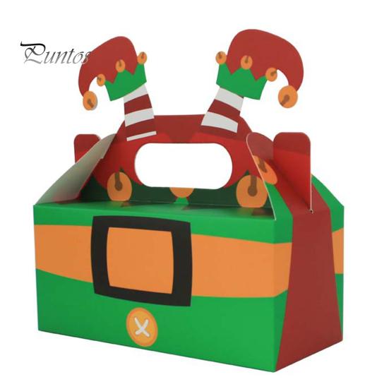 10 шт., Рождественская подарочная коробка, рождественский картонный подарок, коробки для конфет и печенья с ручкой, сумки для вкусностей, товары для праздника и вечеринки