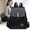 2024 New Fashion Classic Black Women's Backpack Soft PU Woven Knapsacks Casual Large Capacity Lock Anti-theft Ladies Handbags for Middle Aged Mother