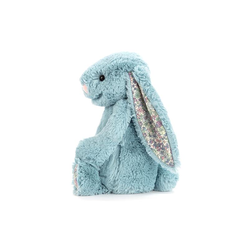 JELLYCAT Серия Кроликов Бонни Застенчивые Цветочные Ушки Спутник и Успокаивающая Кукла Океанский Синий Плюшевая Кукла Высота 18/31 см