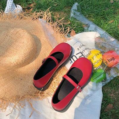 Туфли в стиле Лолиты, красные винтажные туфли Мэри Джейн с пряжкой в ​​японском стиле, женские повседневные студенческие туфли из лакированной кожи с неглубоким горлом